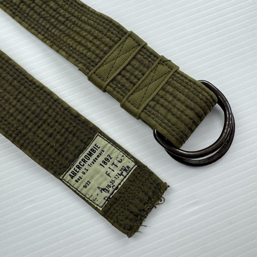 Vintage Abercrombie & Fitch Green Web Belt Military Utility D-Ring Rare A&F